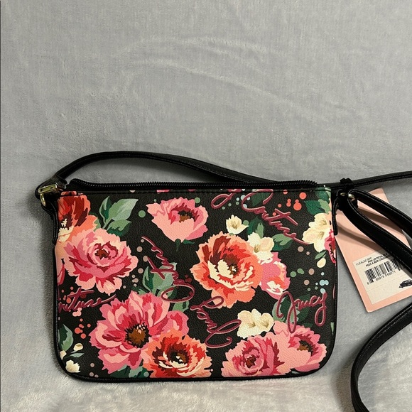 Juicy Couture Black and Pink Floral Crossbody Bag NWT - Picture 2 of 11